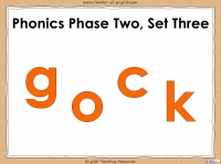 Phonics Phase 2, Set 3 - g, o, c, k